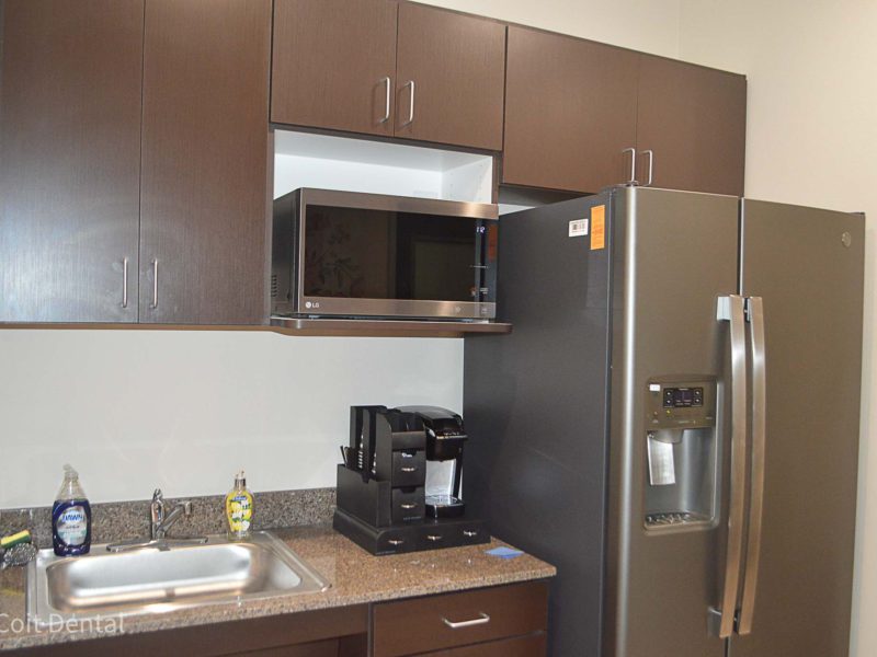 Staff break room at Coit Dental dental office in Frisco, TX