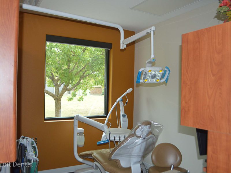State-of-the-art dental operatory at Coit Dental, Frisco TX — treatment chair and dental instruments in Operatory 2