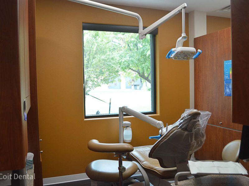 Dental treatment room with patient chair and overhead light — Operatory 3 at Coit Dental, Frisco TX